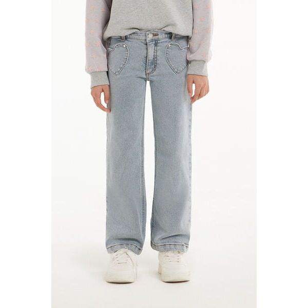 tezenis jeans lunghi dritti con tasche a cuore bambina blu tamaño 12-13