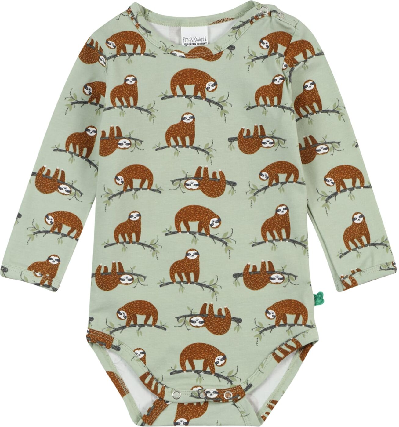 Fred's World by GREEN COTTON Tutina / body per bambino 'Sloth' Verde