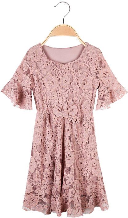 Mec Girl Abito in pizzo da bambina a manica corta Vestiti bambina Rosa taglia 06