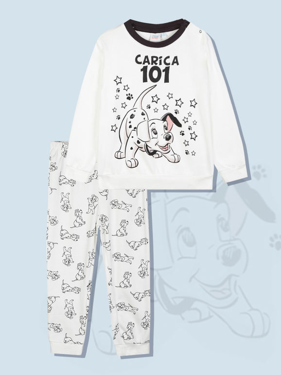 Disney CARICA DEI 101 Pigiama lungo in caldo cotone da neonato Pigiami bambino Bianco taglia 24M