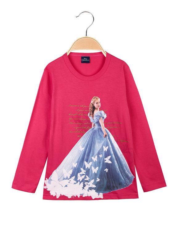 Disney Cinderella maglietta da bambina a manica lunga T-Shirt Manica Lunga bambina Fucsia taglia 04