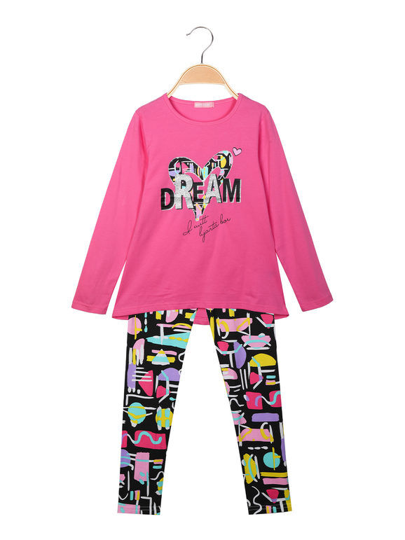 Hope Star Completo 2 pezzi da bambina maglietta + leggings con stampa Completi 3-16 Anni bambina Fucsia taglia 10