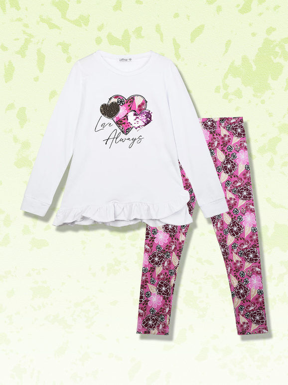Lollitop Completo 2 pezzi da bambina t-shirt + leggings a fantasia Completi 3-16 Anni bambina Fucsia taglia 11/12