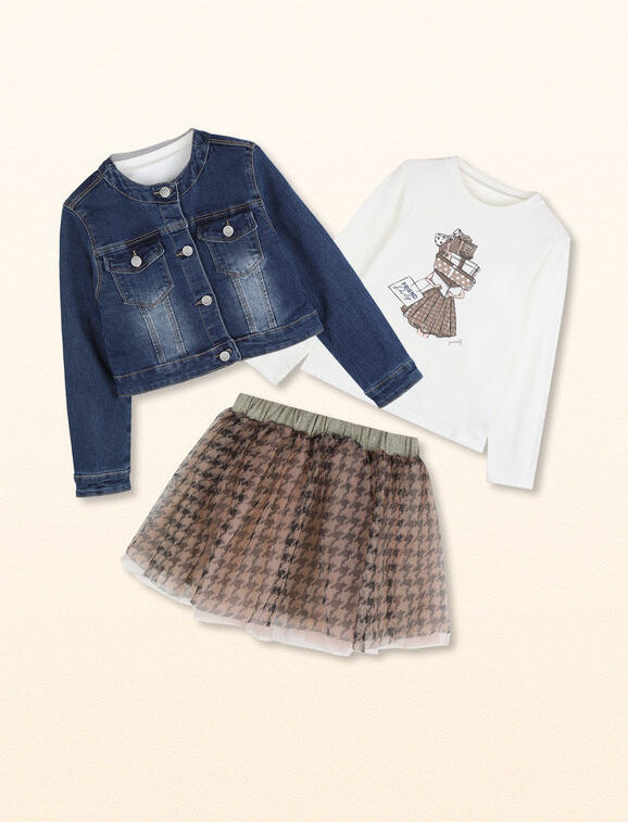 Lollitop Completo 3 pezzi con giacca denim da bambina Completi 3-16 Anni bambina Marrone taglia 12