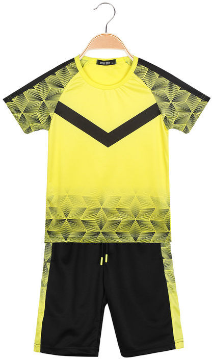 Run Boy Completo bicolor da bambino t-shirt + bermuda Completi 3-16 Anni bambino Giallo taglia 08