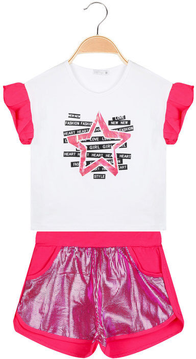 Lollitop Completo corto da bambina t-shirt + shorts: Completi 3-16 Anni bambina Fucsia taglia 03/04