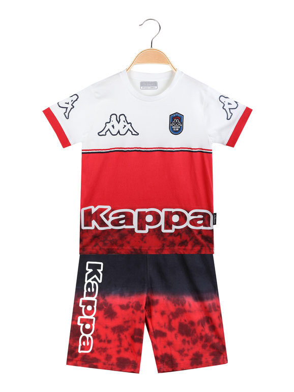 Kappa Completo corto da ragazzo t-shirt + bermuda stampati Completi 3-16 Anni bambino Rosso taglia 08