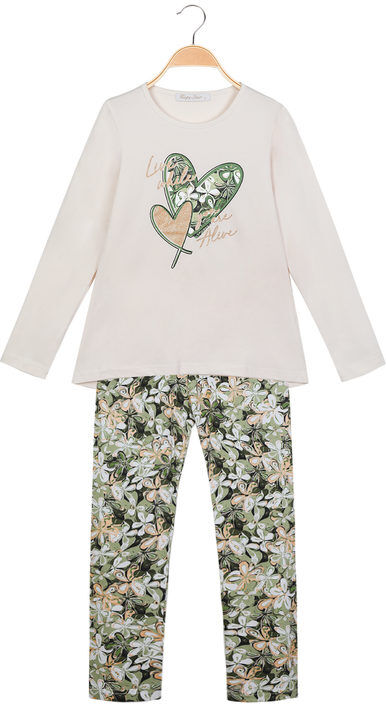 Hope Star Completo da bambina 2 pezzi t-shirt + leggings a fantasia Completi 3-16 Anni bambina Beige taglia 12