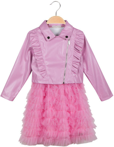 Pink Rabbit Completo da bambina con blazer in ecopelle e abito pomposo in tulle Completi 3-16 Anni bambina Fucsia taglia 07/08