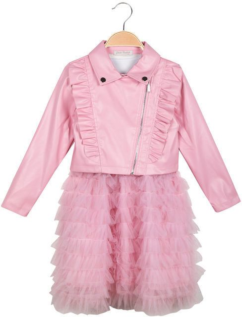 Pink Rabbit Completo da bambina con blazer in ecopelle e abito pomposo in tulle Completi 3-16 Anni bambina Rosa taglia 07/08