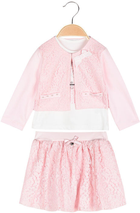 Lollitop Completo da neonata 3 pezzi con gonna in pizzo Completi 0-36 M bambina Rosa taglia 12M