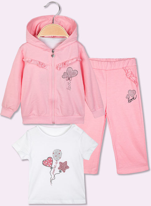 Yes! Do Kid'S Completo da neonata 3 pezzi con pantaloni a gamba larga Completi 0-36 M bambina Rosa taglia 12M