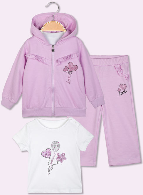 Yes! Do Kid'S Completo da neonata 3 pezzi con pantaloni a gamba larga Completi 0-36 M bambina Viola taglia 12M