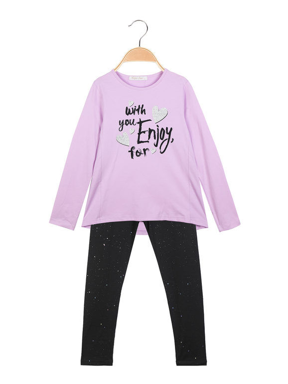 Hope Star Completo da ragazza 2 pezzi t-shirt + leggings Completi 3-16 Anni bambina Viola taglia 14