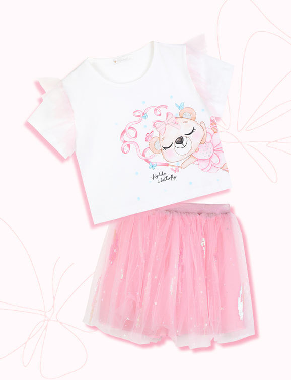 Re Panda Completo elegante da bambina con gonna in tulle Completi 3-16 Anni bambina Bianco taglia 08