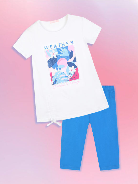 Hope Star Completo estivo con leggings + t-shirt da bambina Completi 3-16 Anni bambina Blu taglia 12