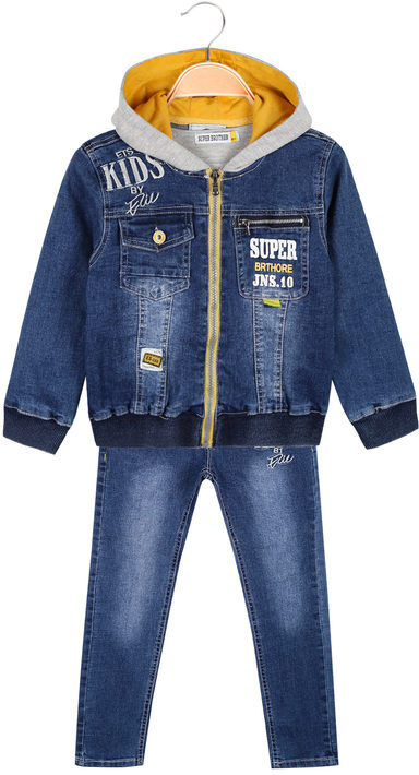 Super Brother Completo in jeans da bambino 3 pezzi Completi 3-16 Anni bambino Grigio taglia 04