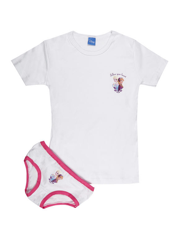 Disney Completo intimo da bambina 2 pezzi T-shirt + slip Completi Intimi bambina Bianco taglia 07/08