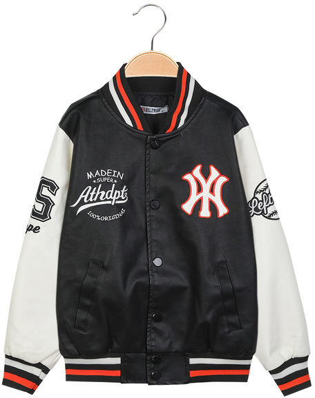 Hollywork Giacca baseball da ragazzo in ecopelle con stampe Giacche Ecopelle bambino Arancione taglia 16