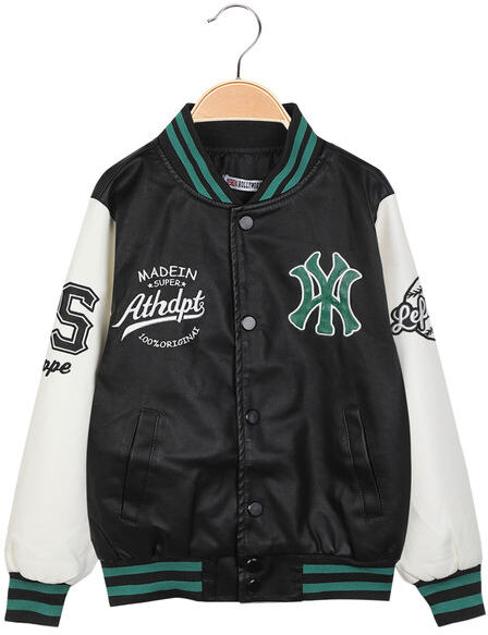 Hollywork Giacca baseball da ragazzo in ecopelle con stampe Giacche Ecopelle bambino Verde taglia 08