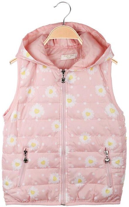 Hello Girl Gilet bambina imbottito con cappuccio Smanicato bambina Rosa taglia 03/04