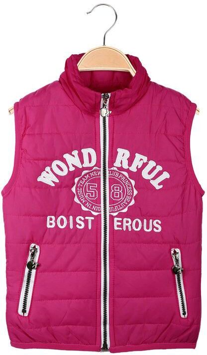 Hello Girl Gilet imbottito bambina con scritte Smanicato bambina Fucsia taglia 07/08