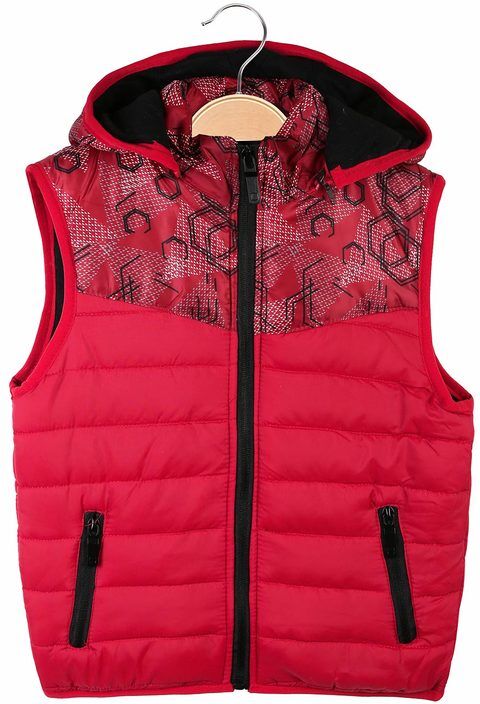 Yi Boy Gilet imbottito da bambino con cappuccio Smanicato bambino Rosso taglia 03/04