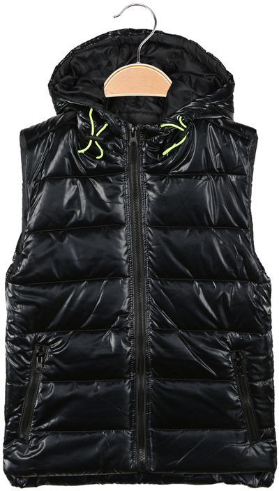 Mr Jek Gilet imbottito da bambino con cappuccio Smanicato bambino Nero taglia 04