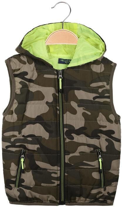 Hello Boy Gilet imbottito militare da bambino Smanicato bambino Verde taglia 03