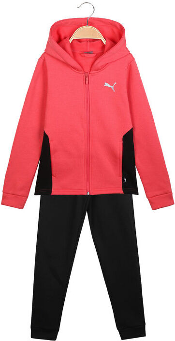 Puma HOODED SWEAT SUIT Tuta felpata da bambina con cappuccio e zip Tute Sportive bambina Rosso taglia 13/14