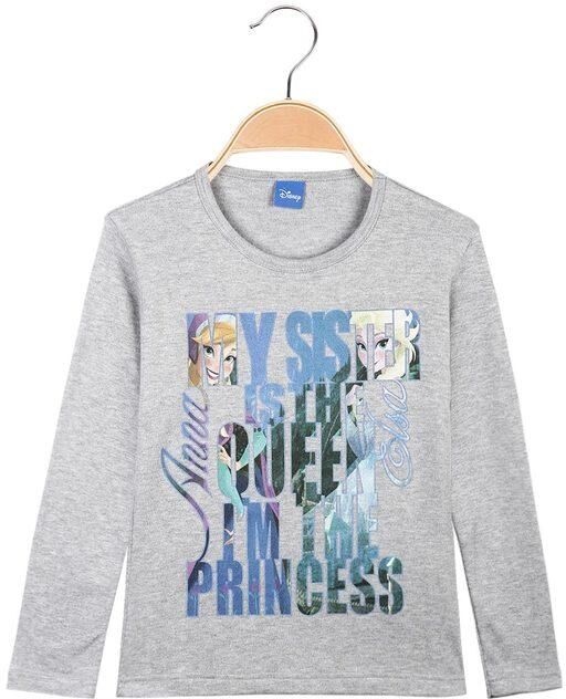 Disney Maglietta bimba Anna E Elsa in caldo cotone T-Shirt Manica Lunga bambina Grigio taglia 03