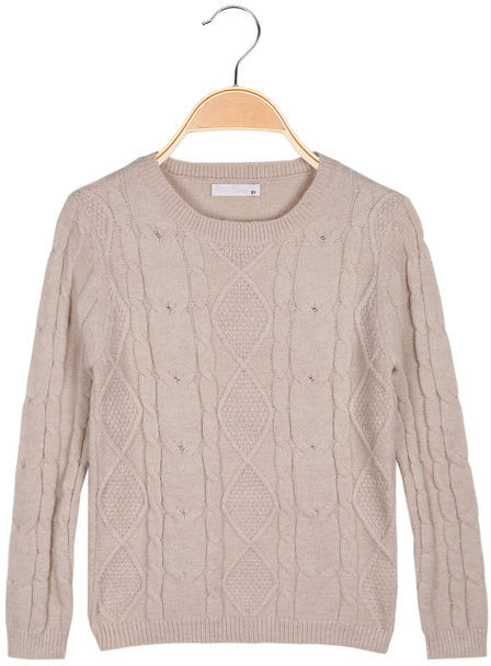 Pink Baby Maglione a treccia da bambina con sciarpa Maglioni bambina Beige taglia 10