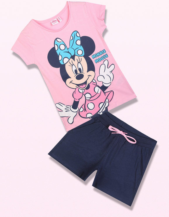 Disney MICKEY and FRIENDS Completo corto da bambina in cotone con Minnie Completi 3-16 Anni bambina Rosa taglia 07/08