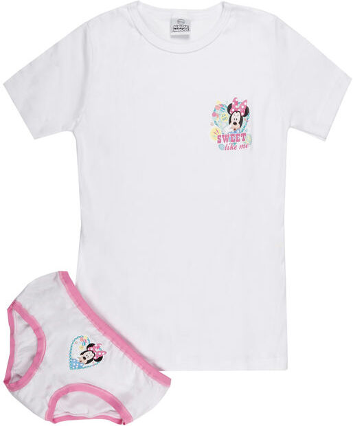 Disney Minnie completo intimo da bambina 2 pezzi t-shirt + slip Completi Intimi bambina Bianco taglia 07/08