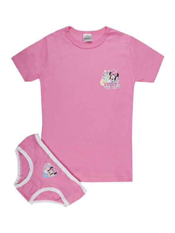 Disney Minnie completo intimo da bambina 2 pezzi t-shirt + slip Completi Intimi bambina Rosa taglia 07/08