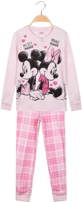 Disney MINNIE e TOPOLINO Pigiama lungo in caldo cotone da bambina a quadri Pigiami bambina Rosa taglia 07/08