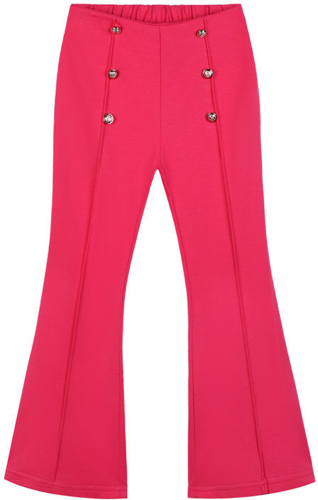 Sweet Pantaloni a zampa da ragazza con bottoni decorati Pantaloni Casual bambina Fucsia taglia 10