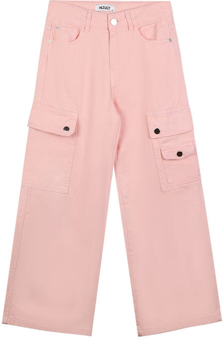 Injuly Pantaloni da ragazza a gamba larga con tasconi Pantaloni Casual bambina Rosa taglia 10