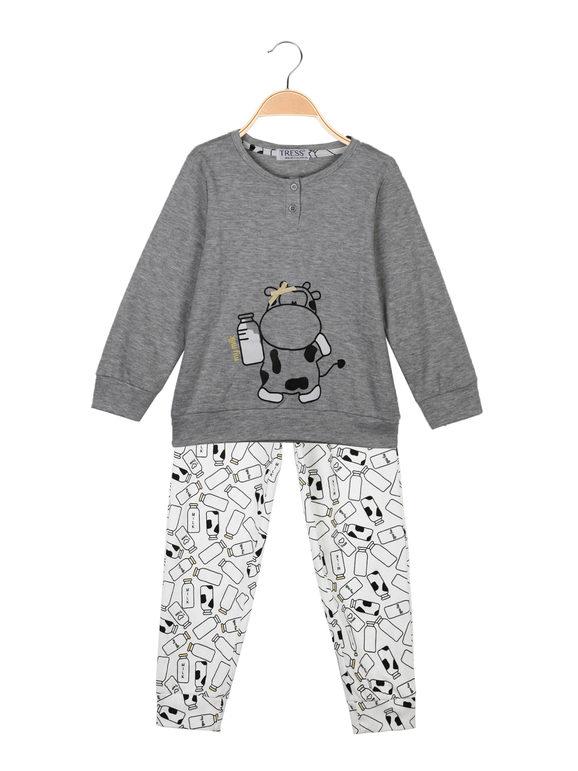 Tress Pigiama in cotone con disegno Pigiami unisex bambino Grigio taglia 01/02