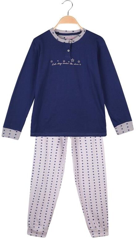 Milk And Honey Pigiama lungo in cotone con stelle Pigiami bambina Blu taglia 03/04