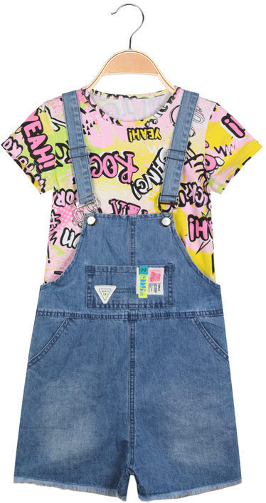 Lollitop Salopette di jeans da bambina con t-shirt Completi 3-16 Anni bambina Giallo taglia 12