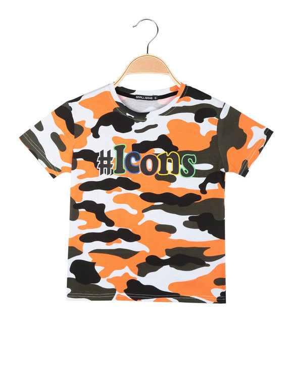 Small Gang T-shirt bambino con stampa mimetica T-Shirt Manica Corta bambino Arancione taglia 10
