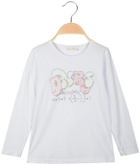 Sweet T-shirt da bambina a maniche lunghe con strass T-Shirt Manica Lunga bambina Bianco taglia 12