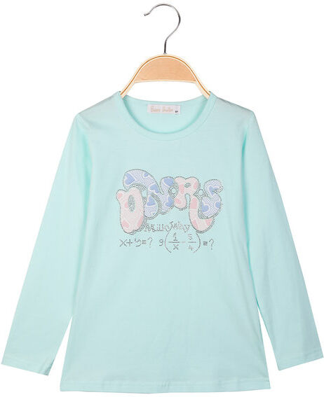 Sweet T-shirt da bambina a maniche lunghe con strass T-Shirt Manica Lunga bambina Blu taglia 06