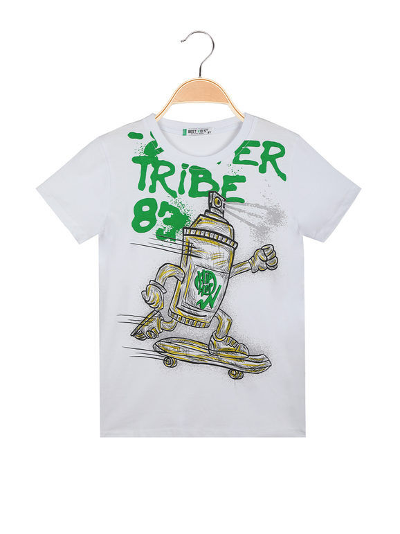Best T-shirt da bambino con stampa disegno T-Shirt Manica Corta bambino Bianco taglia 06