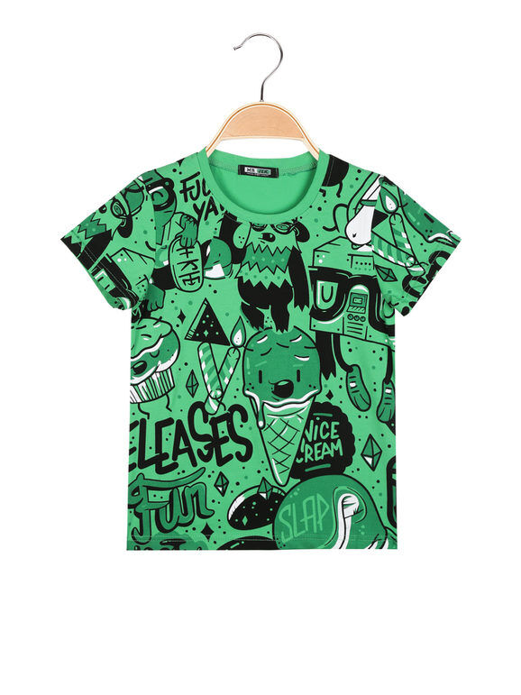 Mr Jek T-shirt da bambino con stampe T-Shirt Manica Corta bambino Verde taglia 03/04