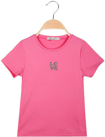 Hope Star T-shirt da ragazza a costine con scritta di strass T-Shirt Manica Corta bambina Rosa taglia 14