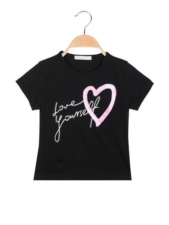 Hope Star T-shirt da ragazza con stampe e strass T-Shirt Manica Corta bambina Nero taglia 12
