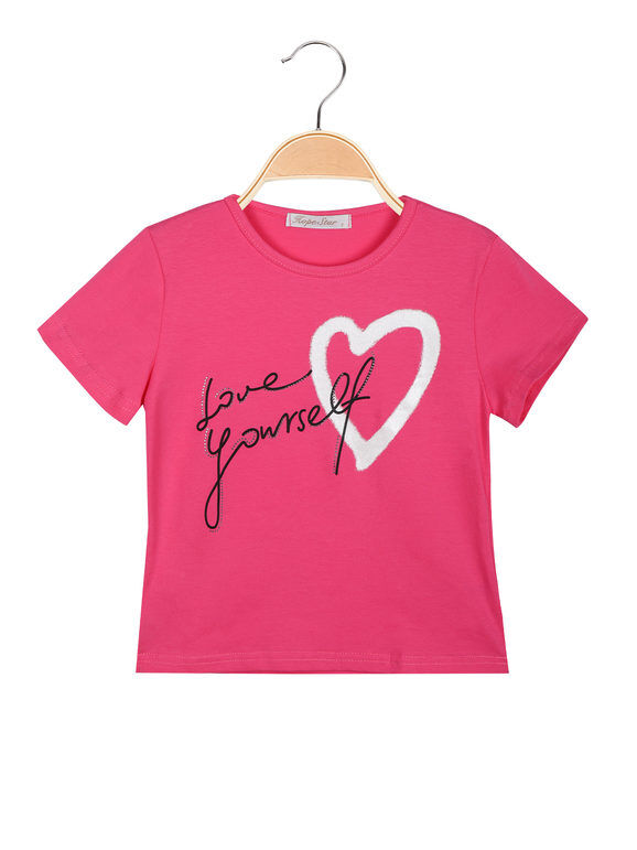 Hope Star T-shirt da ragazza con stampe e strass T-Shirt Manica Corta bambina Fucsia taglia 14