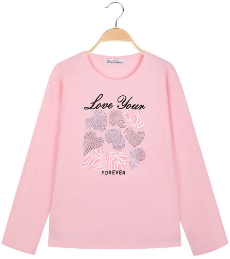 Miss Bellina T-shirt in cotone da bambina a manica lunga T-Shirt Manica Lunga bambina Rosa taglia 12